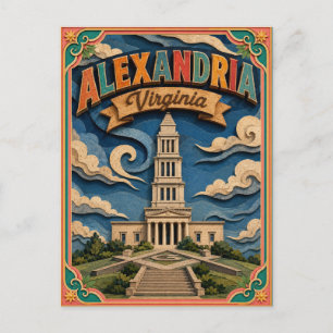 Postal PopCut Estados Alexandria Virginia Arte de Papel