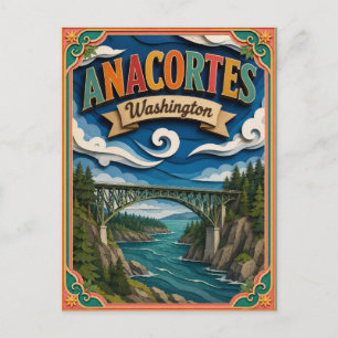 Postal PopCut Estados Anacortes Washington Arte de Papel