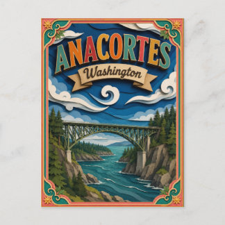 Postal PopCut Estados Anacortes Washington Arte de Papel