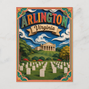 Postal PopCut Estados Arlington Virginia Arte de Papel