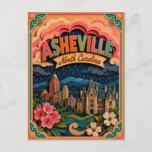 Postal PopCut Estados Asheville Carolina del Norte Arte d