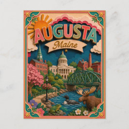 Postal PopCut Estados Augusta Maine Arte de Papel