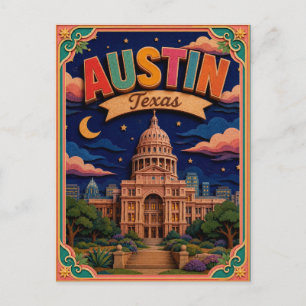 Postal PopCut Estados Austin Texas Arte de Papel