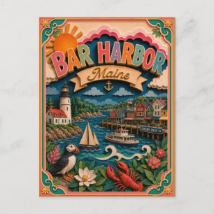 Postal PopCut Estados Bar Harbor Maine Arte de Papel