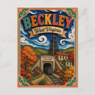 Postal PopCut Estados Beckley Virginia Occidental Arte de