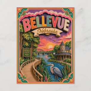 Postal PopCut Estados Bellevue Nebraska Arte de Papel