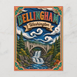 Postal PopCut Estados Bellingham Washington Arte de Papel