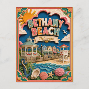 Postal PopCut Estados Bethany Beach Delaware Arte de Pape