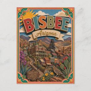Postal PopCut Estados Bisbee Arizona Arte de Papel