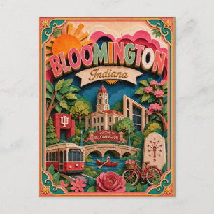Postal PopCut Estados Bloomington Indiana Arte de Papel