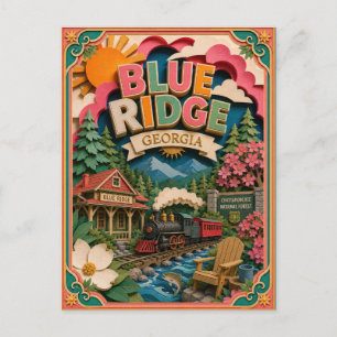Postal PopCut Estados Blue Ridge Georgia Arte de Papel