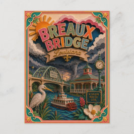 Postal PopCut Estados Breaux Bridge Louisiana Arte de Pap