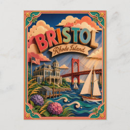 Postal PopCut Estados Bristol Rhode Island Arte de Papel