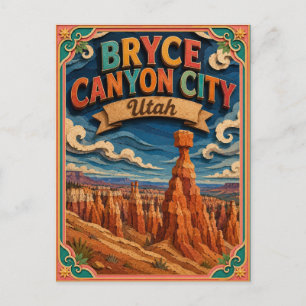 Postal PopCut Estados Bryce Canyon Ciudad Utah Arte de Pa