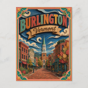 Postal PopCut Estados Burlington Vermont Arte en Papel