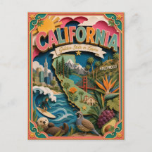 PopCut Estados California Colorido Arte de Papel 3