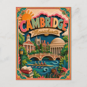 Postal PopCut Estados Cambridge Massachusetts Arte en Pap