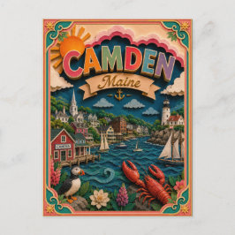 Postal PopCut Estados Camden Maine Arte de Papel