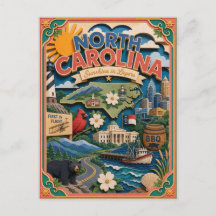 PopCut Estados Carolina del Norte Colorido Arte de