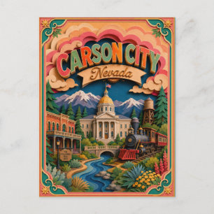 Postal PopCut Estados Carson City Nevada Arte de Papel