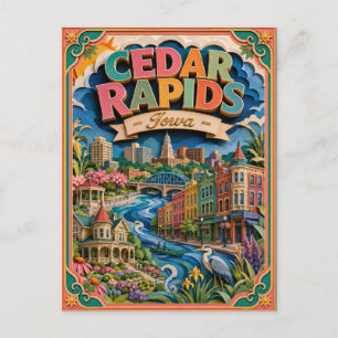 Postal PopCut Estados Cedar Rapids Iowa Arte de Papel