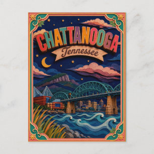 Postal PopCut Estados Chattanooga Tennessee Arte de Papel