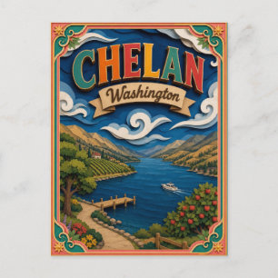Postal PopCut Estados Chelan Washington Arte de Papel