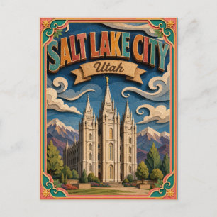Postal PopCut Estados Ciudad del Lago Salado Utah Arte de
