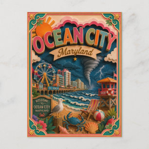 Postal PopCut Estados Ciudad Oceánica Maryland Arte de Pa