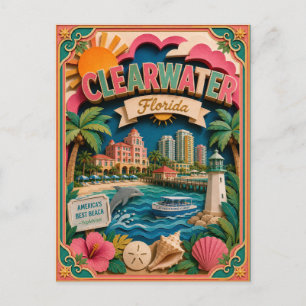 Postal PopCut Estados Clearwater Florida Arte de Papel