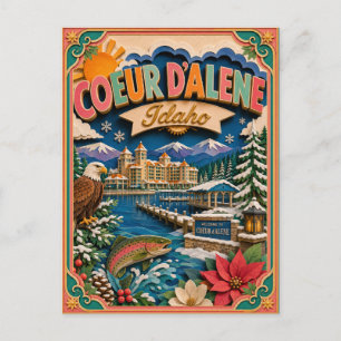 Postal PopCut Estados Coeur d'Alene Idaho Arte en Papel
