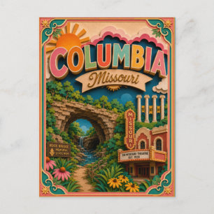 Postal PopCut Estados Columbia Missouri Arte de Papel