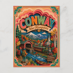 Postal PopCut Estados Conway New Hampshire Arte de Papel