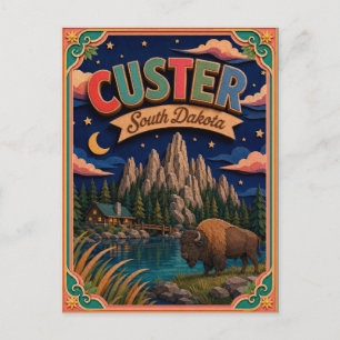 Postal PopCut Estados Custer Dakota del Sur Arte de Papel