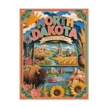PopCut Estados Dakota del Norte Colorido Arte de P