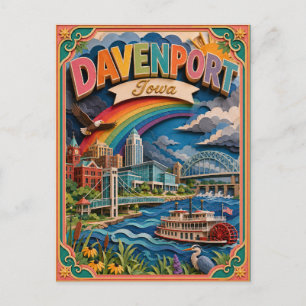 Postal PopCut Estados Davenport Iowa Arte de Papel