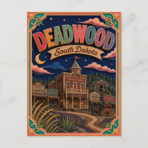 Postal PopCut Estados Deadwood Dakota del Sur Arte de Pap