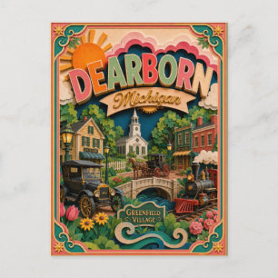 Postal PopCut Estados Dearborn Michigan Arte de Papel
