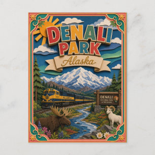 Postal PopCut Estados Denali Parque Alaska Arte de Papel