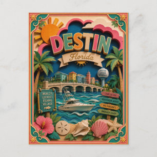 Postal PopCut Estados Destin Florida Arte de Papel