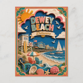 Postal PopCut Estados Dewey Beach Delaware Arte de Papel