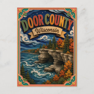 Postal PopCut Estados Door County Wisconsin Arte de Papel