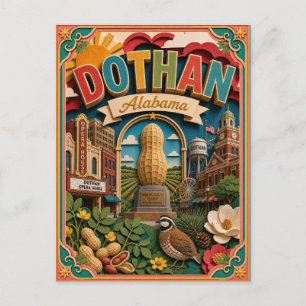 Postal PopCut Estados Dothan Alabama Arte de Papel