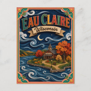 Postal PopCut Estados Eau Claire Wisconsin Arte de Papel