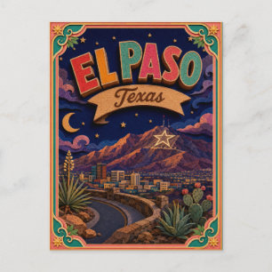 Postal PopCut Estados El Paso Texas Arte de Papel