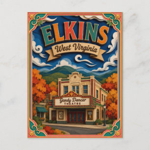 Postal PopCut Estados Elkins Virginia Occidental Arte de