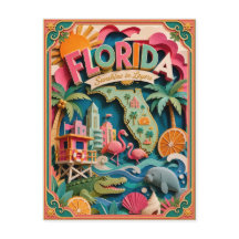 PopCut Estados Florida Colorido Arte de Papel 3D