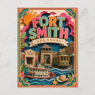 Postal PopCut Estados Fort Smith Arkansas Arte de Papel