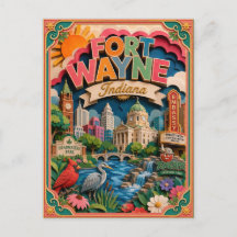 PopCut Estados Fort Wayne Indiana Arte de Papel