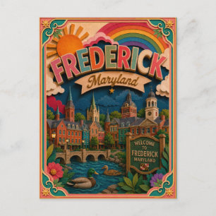 Postal PopCut Estados Frederick Maryland Arte en Papel